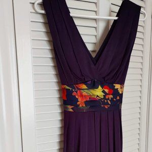 Purple Dress with attached floral sash - Ted Baker - Size 4 (US)